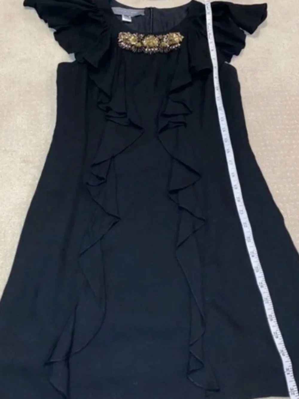 Sachin & Babi Bejeweled Ruffle Midi Dress., Silk & Viscose Size 2